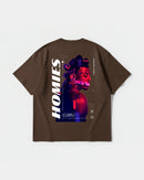 Camiseta Homies White Big Back Oversize Basic Marron