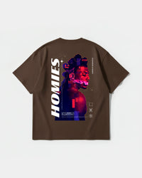 Camiseta Homies White Big Back Oversize Basic Marron