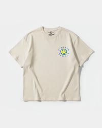 Camiseta Siempre Sonrie Pocket Front Oversize Basic Beige