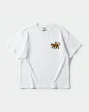 Camiseta Leopardo Pocket Front Oversize Basic Blanco