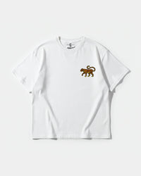Camiseta Leopardo Pocket Front Oversize Basic Blanco