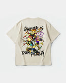 Camiseta Where Our Pizza Big Back Oversize Basic Beige