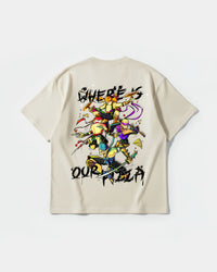 Camiseta Where Our Pizza Big Back Oversize Basic Beige