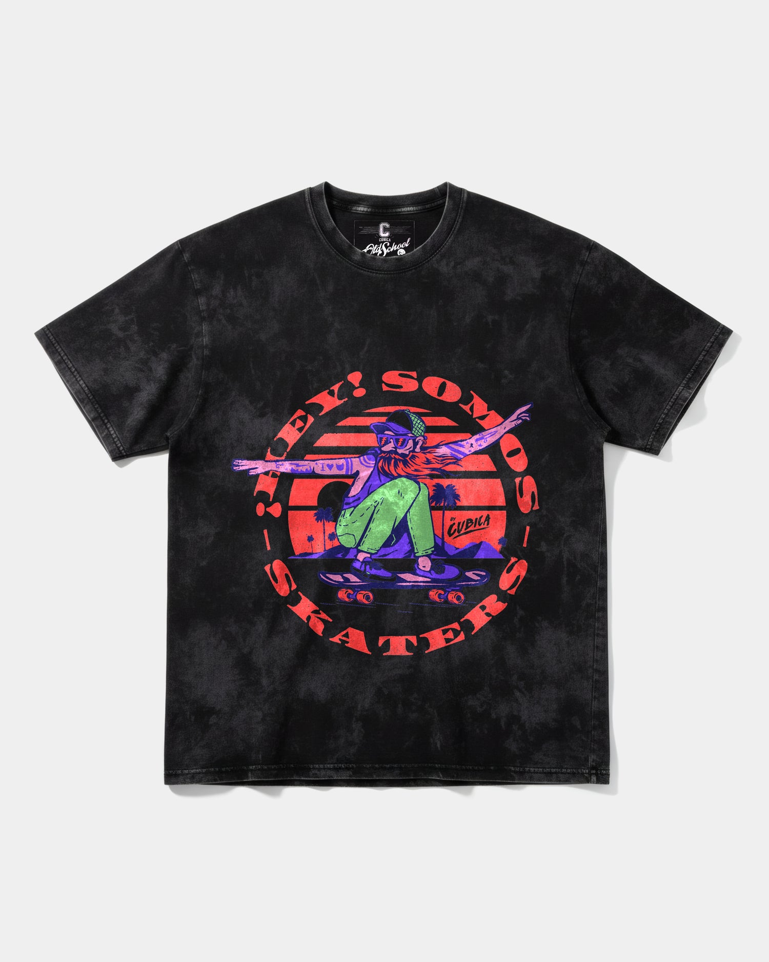 Camiseta Somos Skaters Big Front Oversize Acid Negro