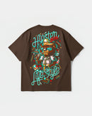 Camiseta Hipster Bear Pocket Front Oversize Basic Marron