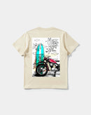 Camiseta Motor Heart White Pocket Front Regular Basic Beige