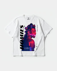 Camiseta Homies White Big Front Oversize Basic Blanco