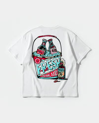 Camiseta Fresh Drink Big Back Oversize Basic Blanco