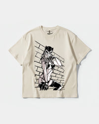 Camiseta Sexy Cat Big Front Oversize Basic Beige