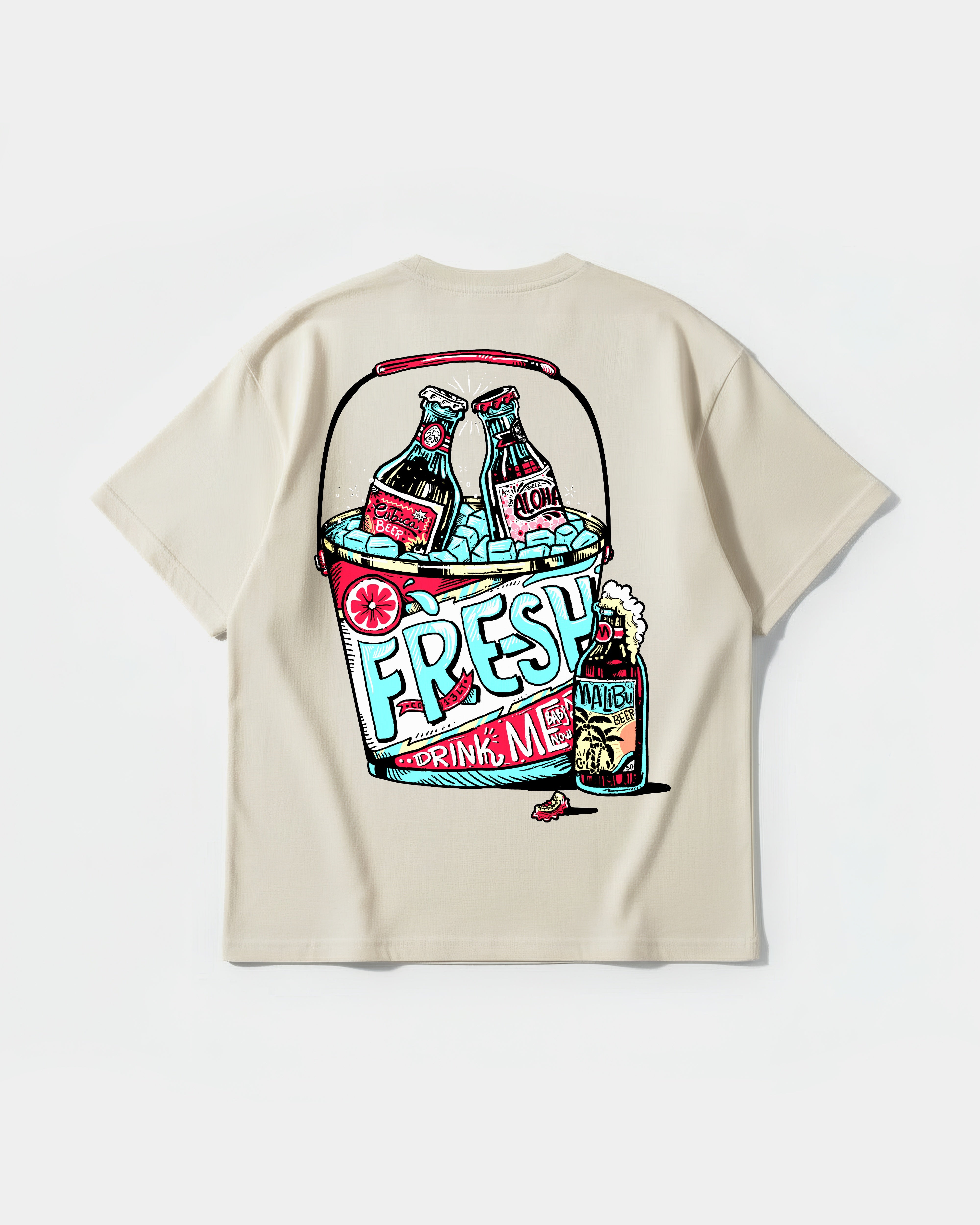 Fresh Drink Big Back Oversize Basic T-shirt
