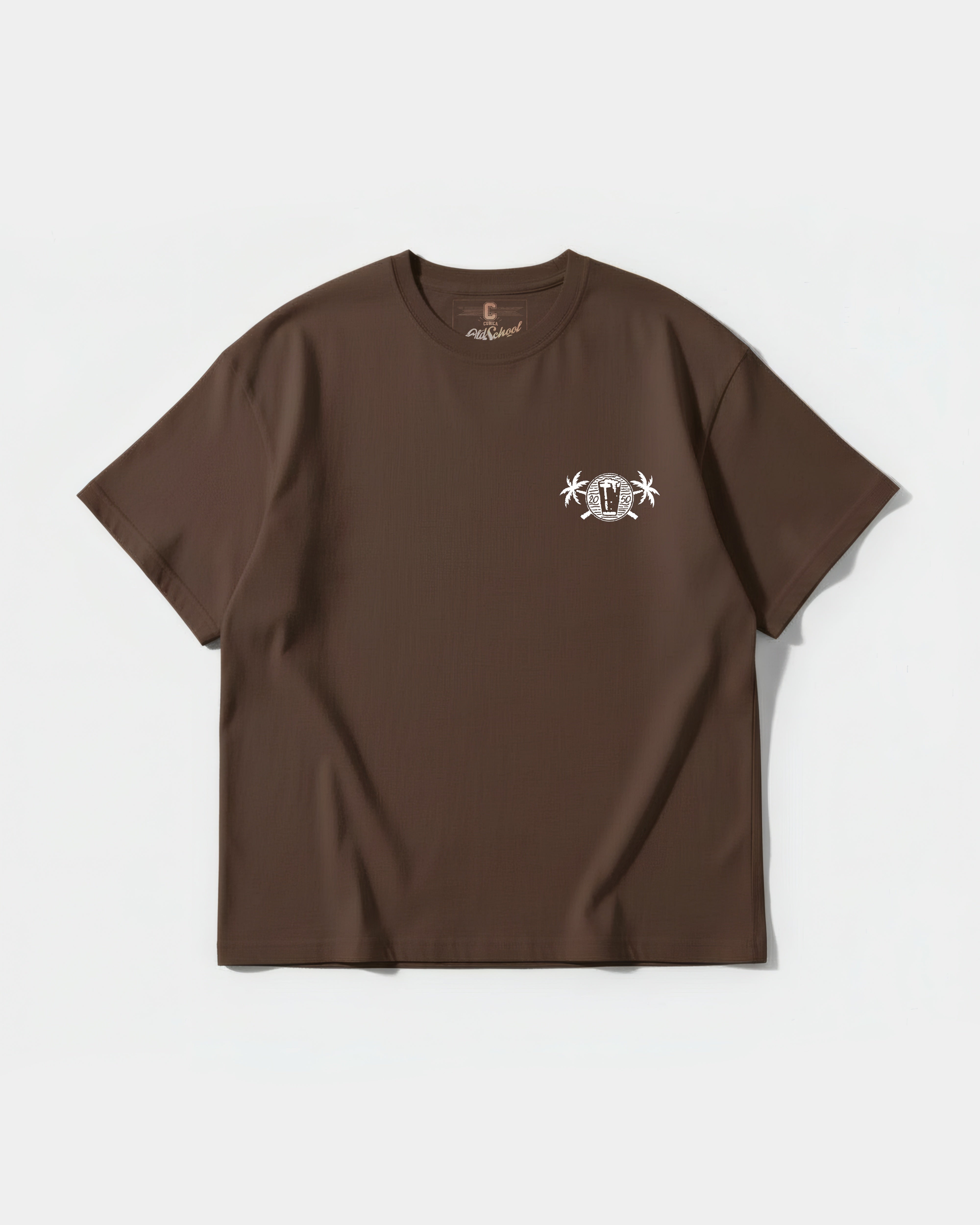 Camiseta Fresh Drink White Pocket Front Oversize Basic Marron
