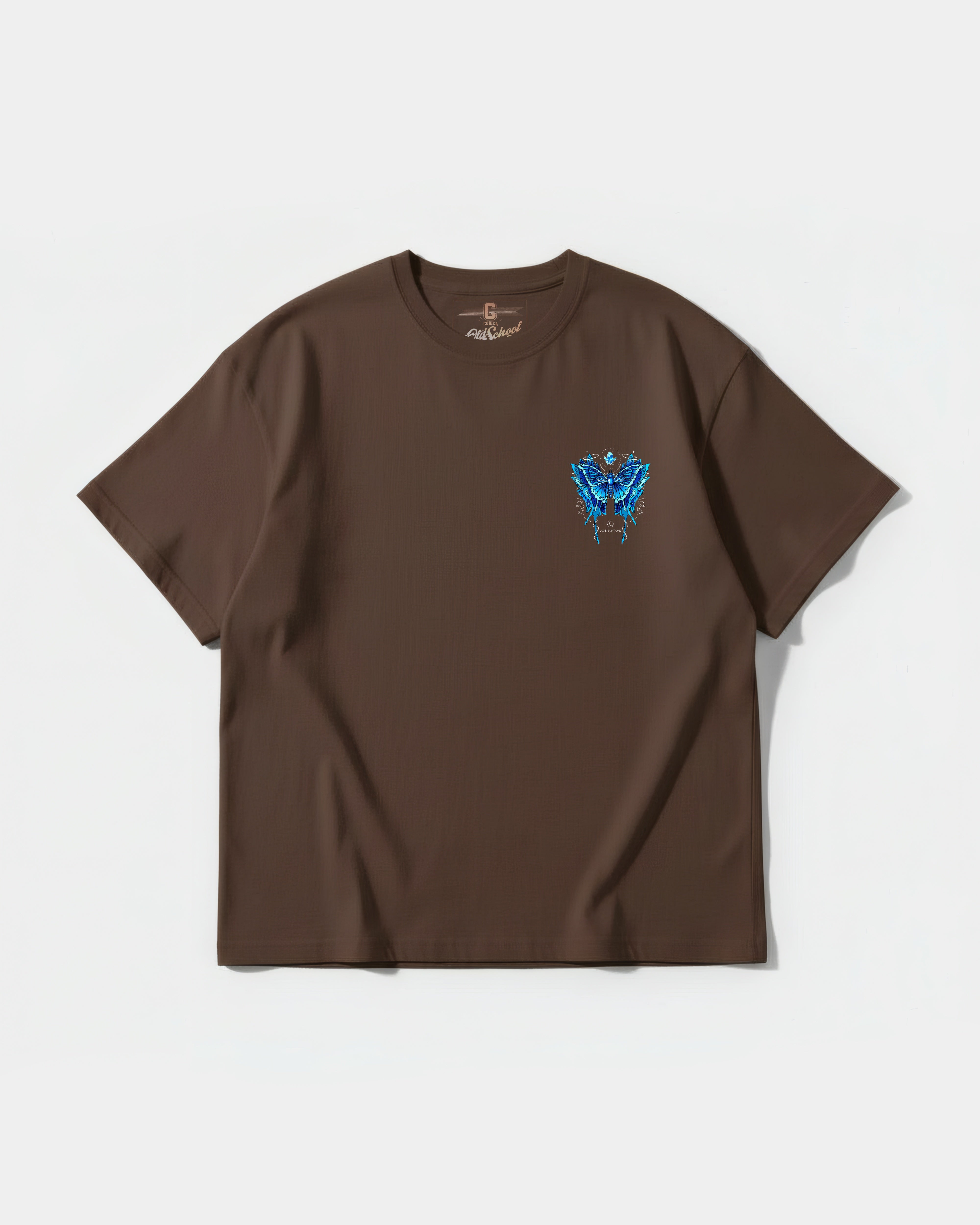 Camiseta Libertad Mariposa White Pocket Front Oversize Basic Marron
