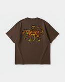 Camiseta Leopardo Big Back Oversize Basic Marron
