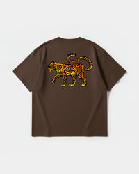 Camiseta Leopardo Big Back Oversize Basic Marron