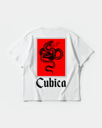 Camiseta Cubica Snake White Pocket Front Oversize Basic Blanco