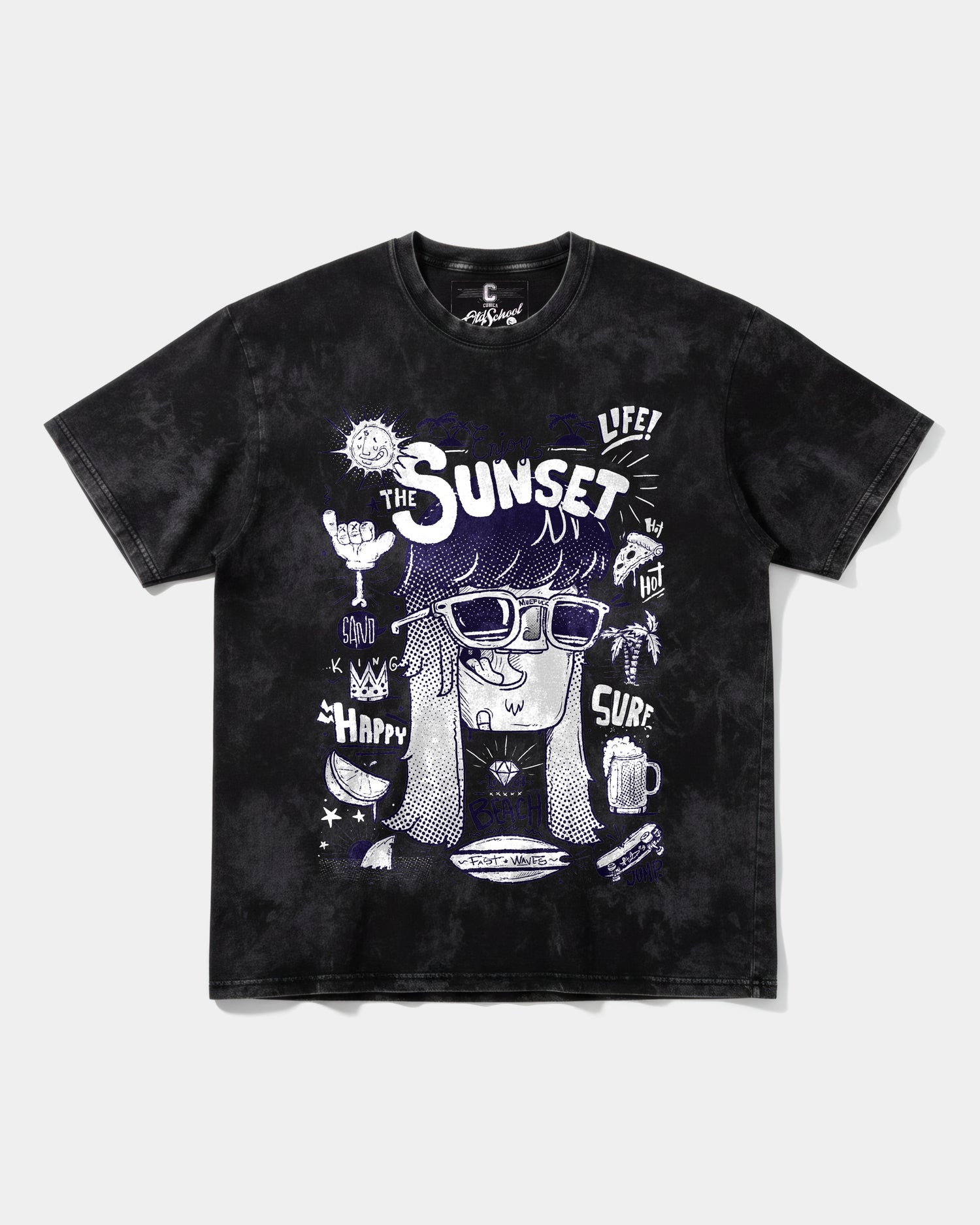 Camiseta Enjoy Sunset Big Front Oversize Acid Negro