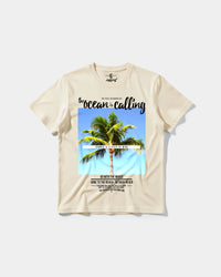 Camiseta Ocean Is Calling Big Front Regular Basic Beige