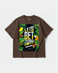 Camiseta Let S Get Away Big Front Oversize Basic Marron