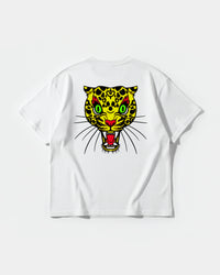 Camiseta Leopard Big Back Oversize Basic Blanco