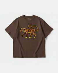 Camiseta Leopardo Big Front Oversize Basic Marron