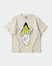 Camiseta Iluminati Hand Big Front Oversize Basic Beige