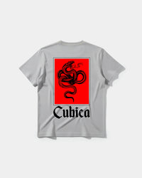 Camiseta Cubica Snake White Pocket Front Regular Basic Gris