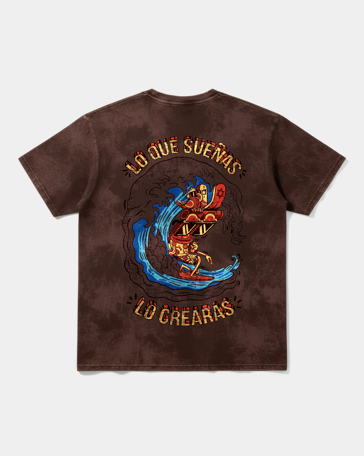 Camiseta Pizza Surf Pocket Espalda Oversize Acid