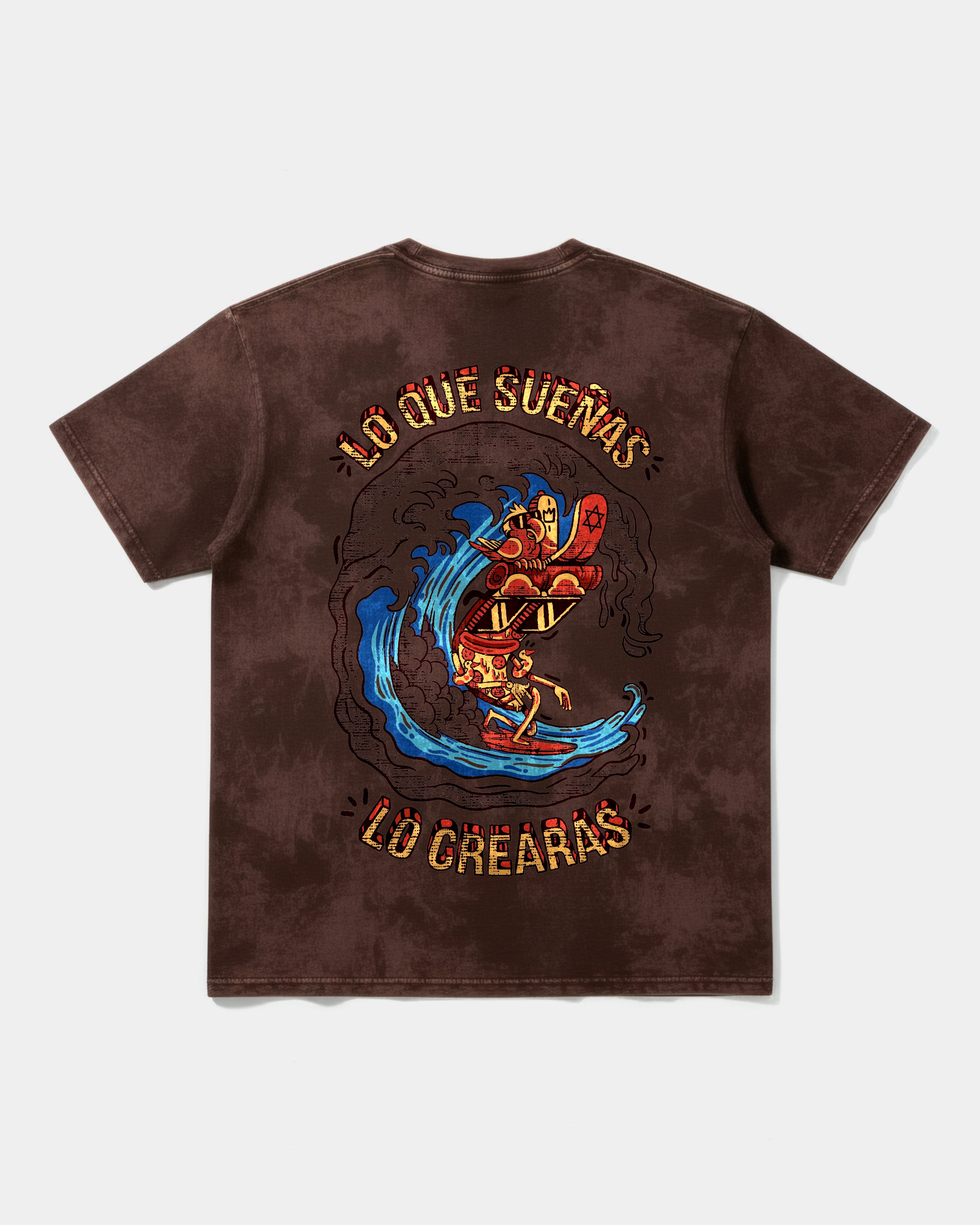 Camiseta Pizza Surf Pocket Espalda Oversize Acid