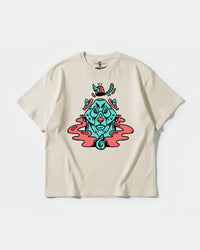 Camiseta Oso Con Gorro Big Front Oversize Basic Beige