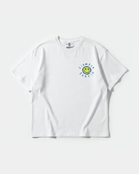 Camiseta Siempre Sonrie Pocket Front Oversize Basic Blanco