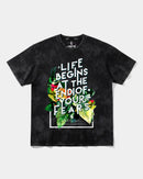 Camiseta Life Begins Big Front Oversize Acid Negro