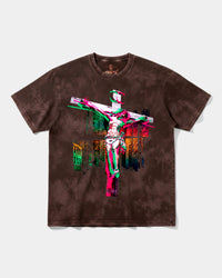 Camiseta Cristo Big Front Oversize Acid Marron