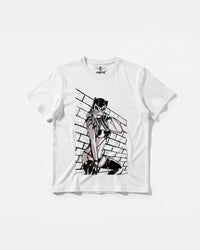 Camiseta Sexy Cat Big Front Regular Basic Blanco