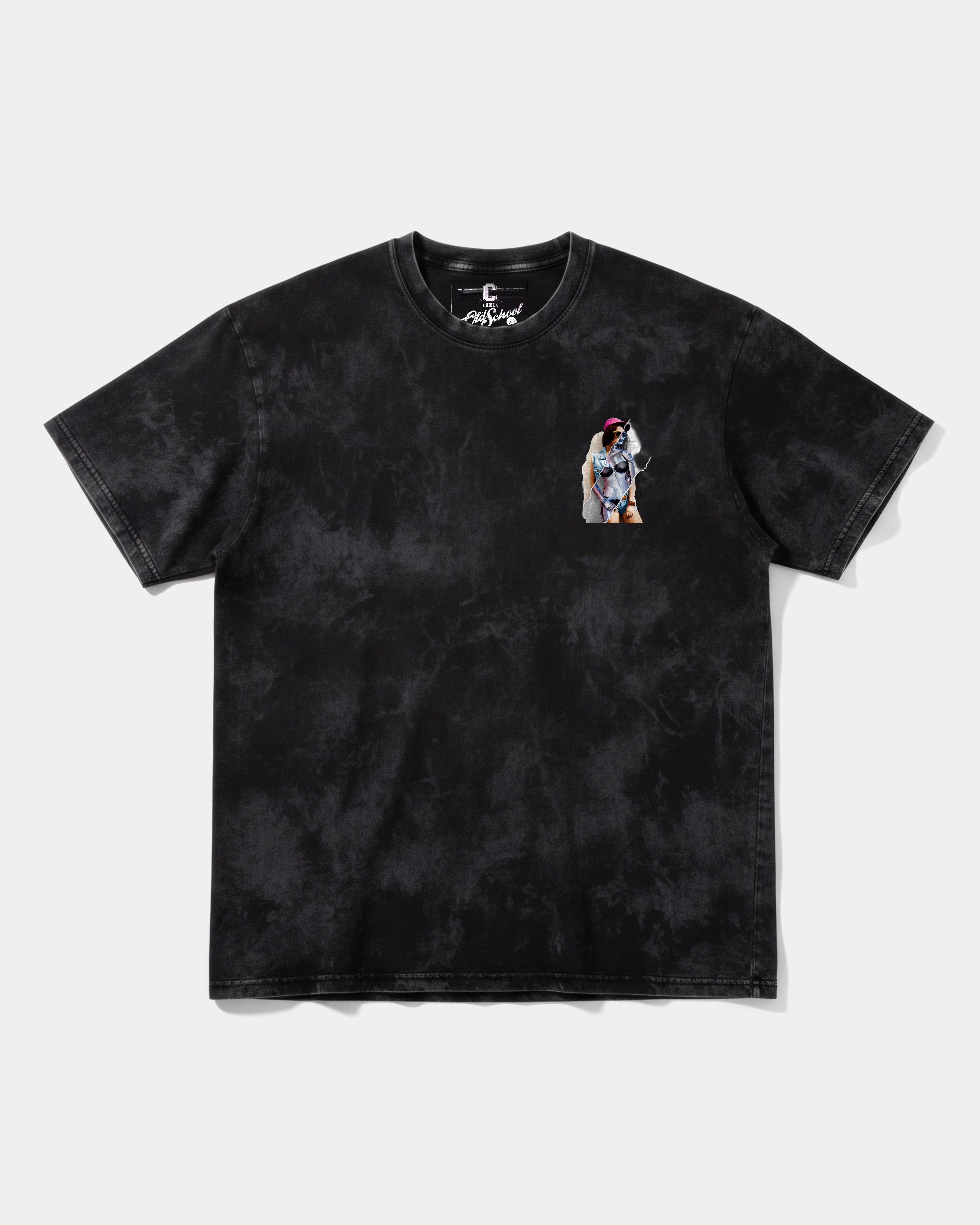 Camiseta Robot Girl Pocket Front Oversize Acid