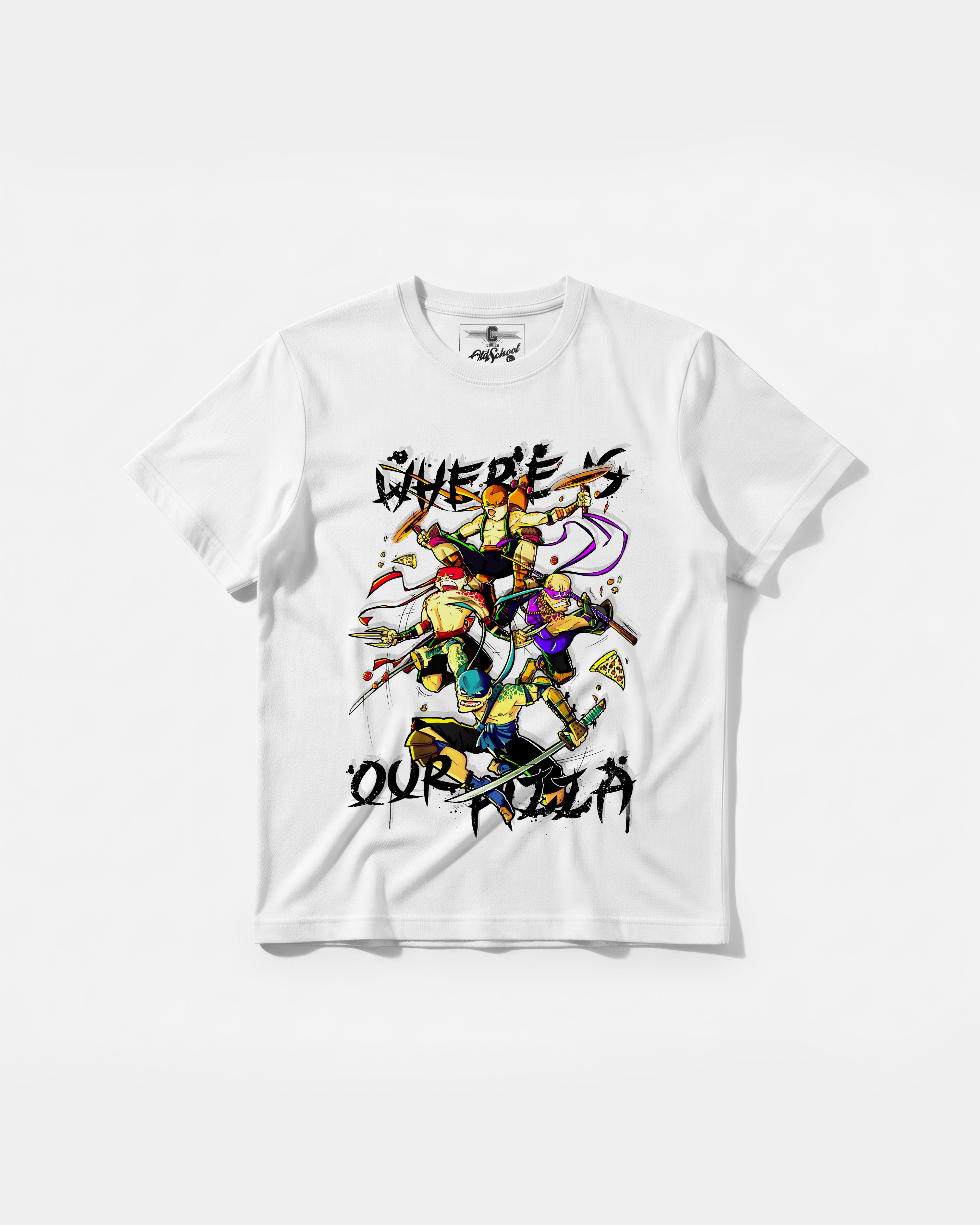 Camiseta Where's Our Pizza Big Front Regular Basic