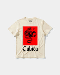 Camiseta Cubica Snake White Big Front Regular Basic Beige