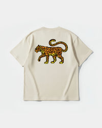 Camiseta Leopardo Big Back Oversize Basic Beige