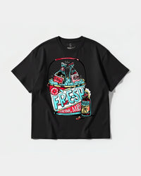 Camiseta Fresh Drink Big Front Oversize Basic Negro