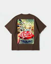 Camiseta Enjoy The World Big Back Oversize Basic Marron