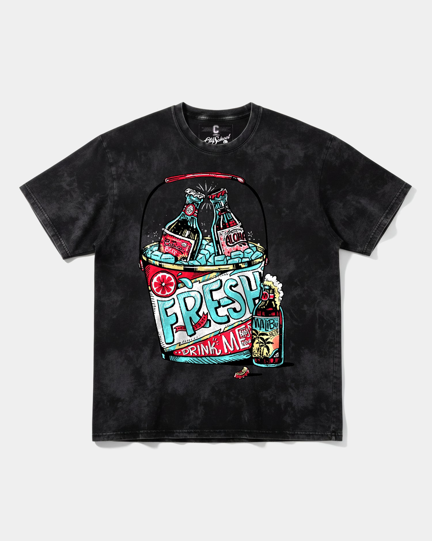 Camiseta Fresh Drink Big Front Oversize Acid Negro