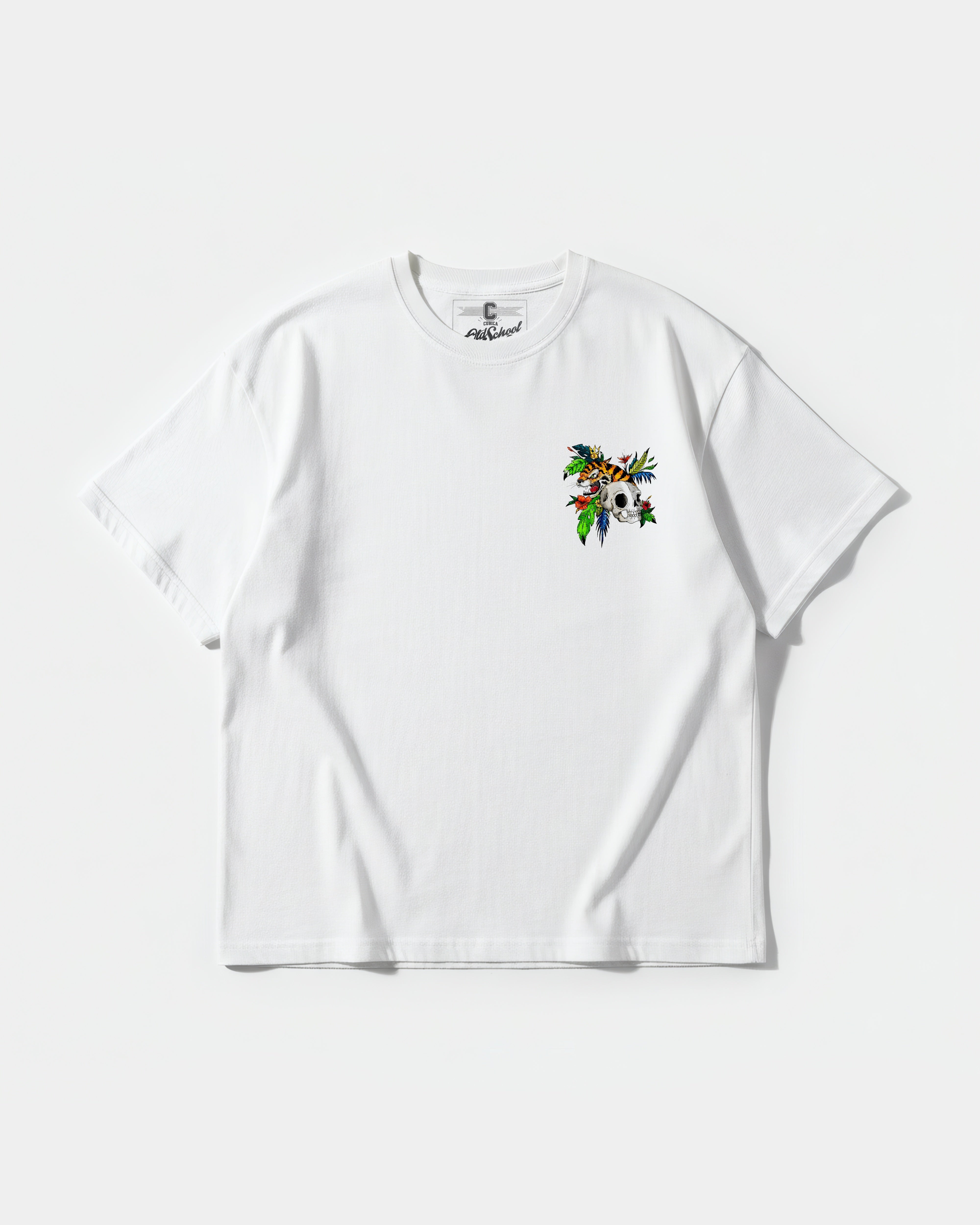 Camiseta Tiger Skull Pocket Front Oversize Basic
