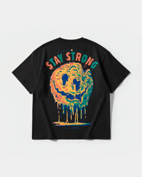 Camiseta Siempre Sonrie Pocket Front Oversize Basic Negro