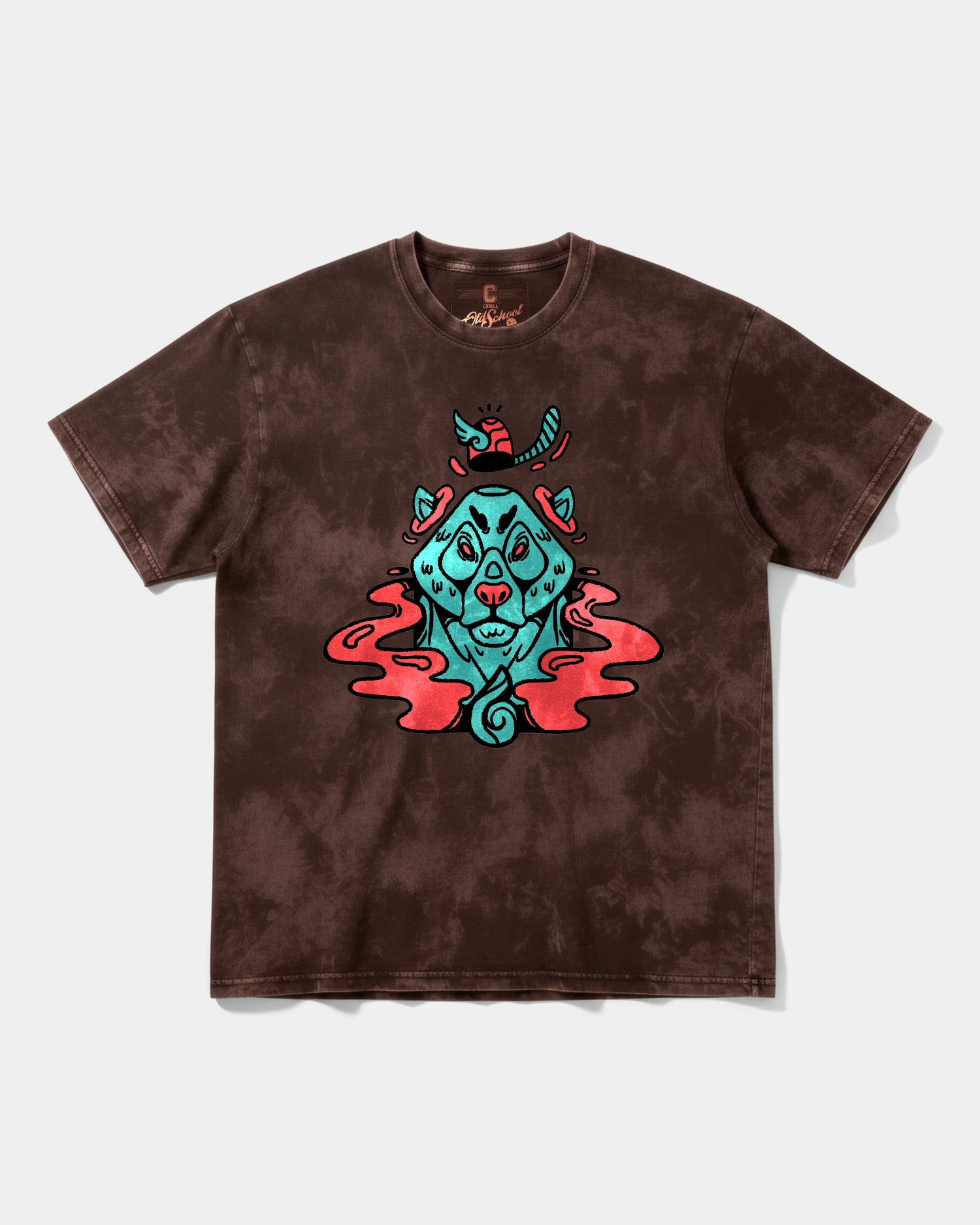 Camiseta Oso Con Gorro Big Front Oversize Acid Marron