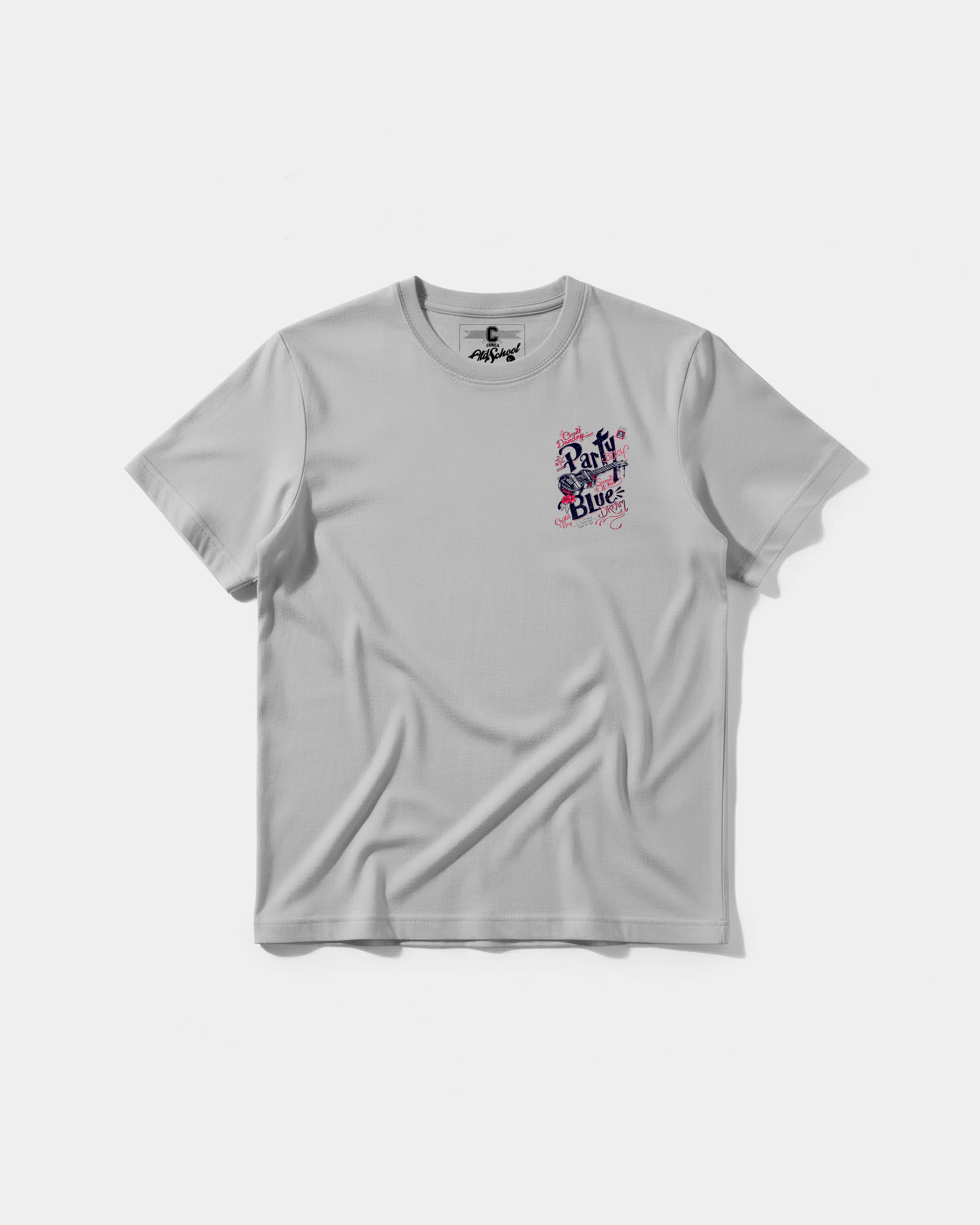 Camiseta Party Beach Pocket Front Regular Basic Gris