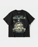 Camiseta Hold The Helm Big Front Oversize Basic Negro