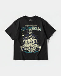 Camiseta Hold The Helm Big Front Oversize Basic Negro