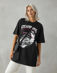 Modelo mide 1,64m y usa talla L