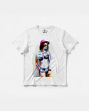 Camiseta Robot Girl Big Front Regular Basic Blanco