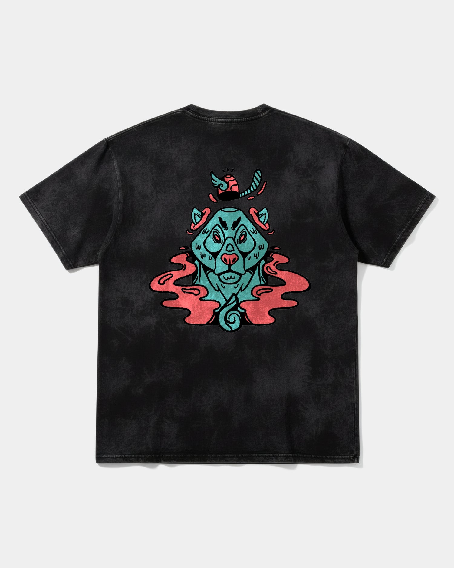 Camiseta Oso Con Gorro Big Back Oversize Acid Negro