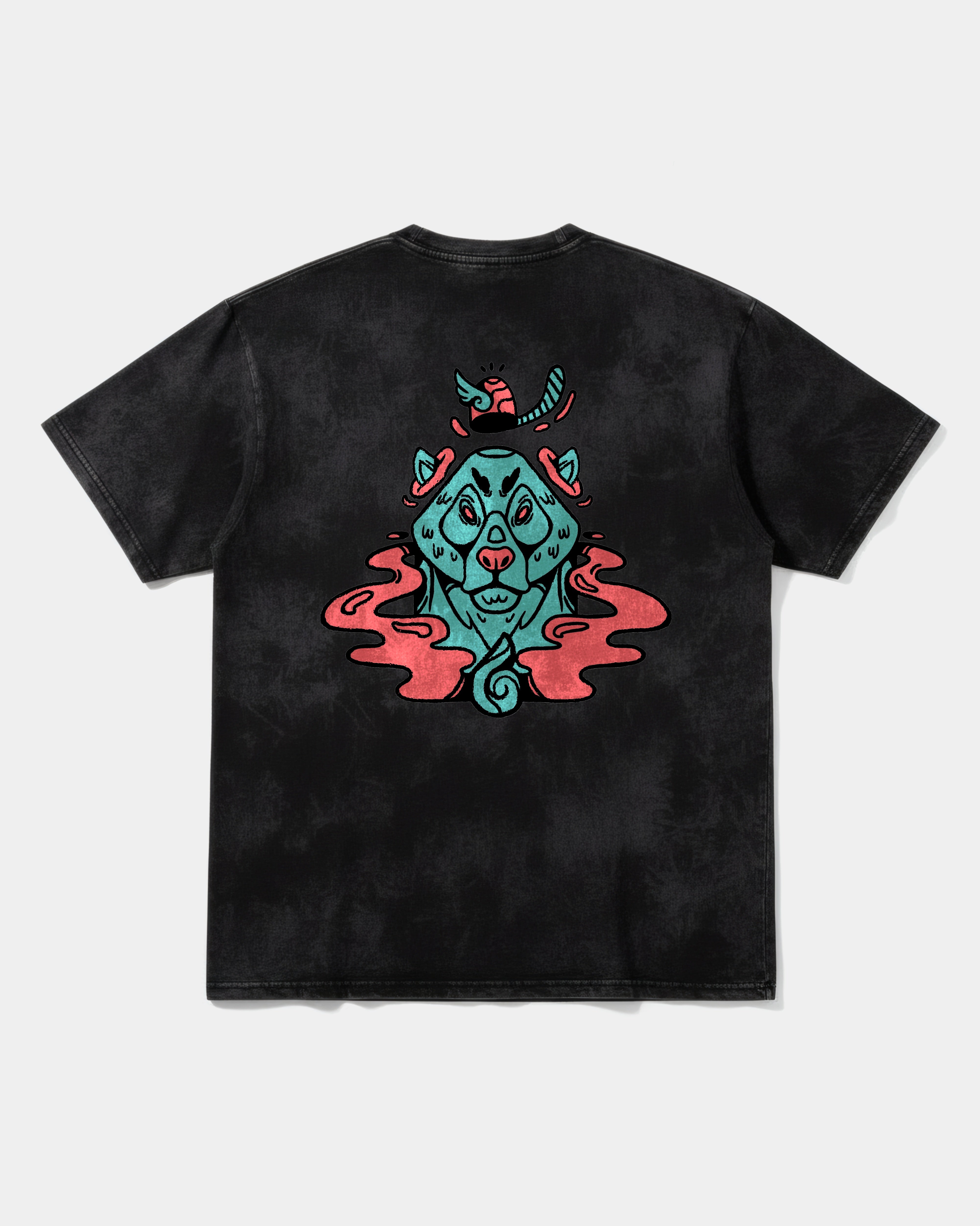 Camiseta Oso Con Gorra Big Back Oversize Acid